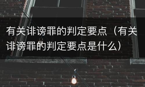 有关诽谤罪的判定要点（有关诽谤罪的判定要点是什么）