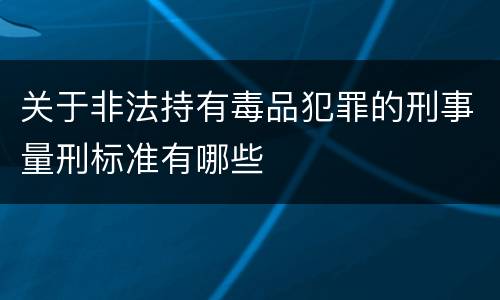 关于非法持有毒品犯罪的刑事量刑标准有哪些