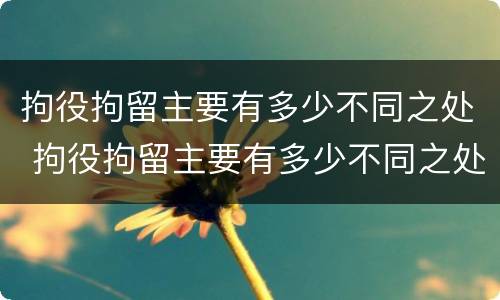 拘役拘留主要有多少不同之处 拘役拘留主要有多少不同之处呢