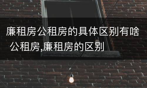 廉租房公租房的具体区别有啥 公租房,廉租房的区别