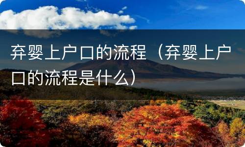弃婴上户口的流程（弃婴上户口的流程是什么）