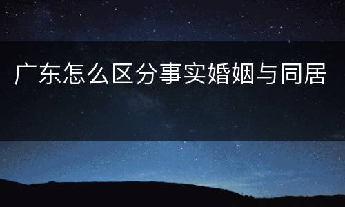 广东怎么区分事实婚姻与同居