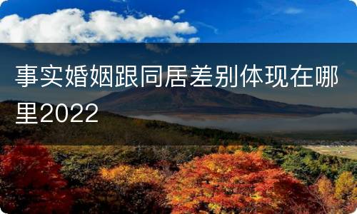 事实婚姻跟同居差别体现在哪里2022