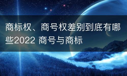 商标权、商号权差别到底有哪些2022 商号与商标