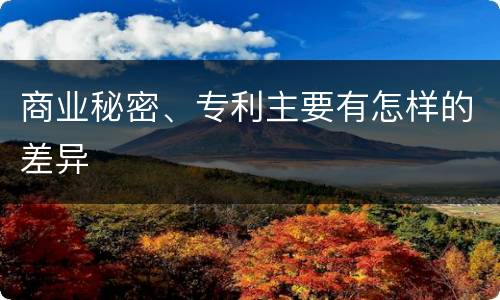商业秘密、专利主要有怎样的差异