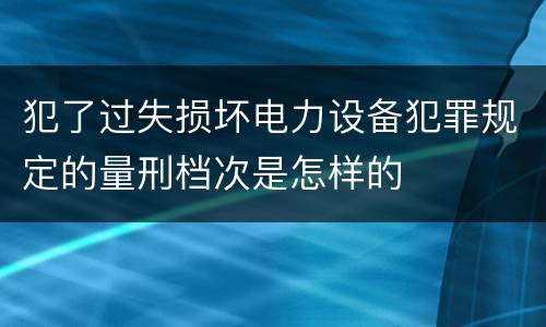 犯了过失损坏电力设备犯罪规定的量刑档次是怎样的