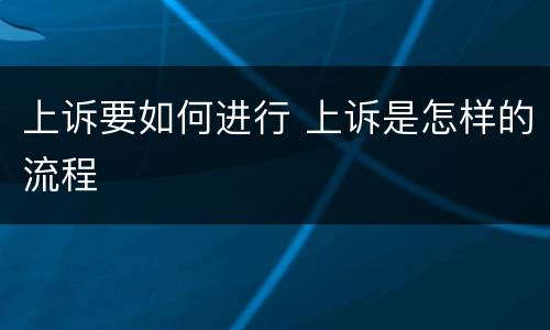 上诉要如何进行 上诉是怎样的流程
