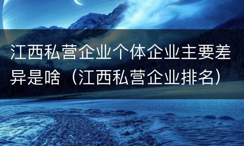 江西私营企业个体企业主要差异是啥（江西私营企业排名）