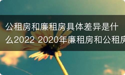 公租房和廉租房具体差异是什么2022 2020年廉租房和公租房的区别