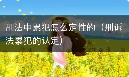 刑法中累犯怎么定性的（刑诉法累犯的认定）