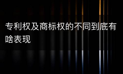 专利权及商标权的不同到底有啥表现