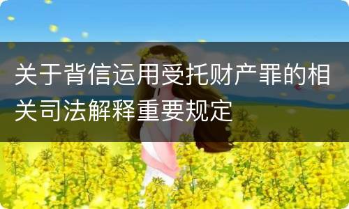 关于背信运用受托财产罪的相关司法解释重要规定