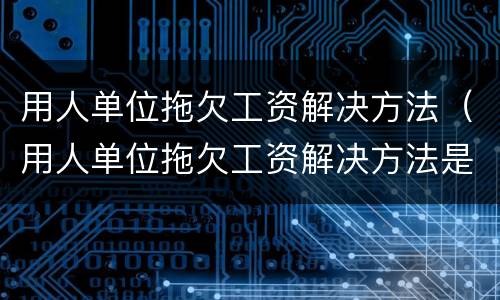 用人单位拖欠工资解决方法（用人单位拖欠工资解决方法是什么）