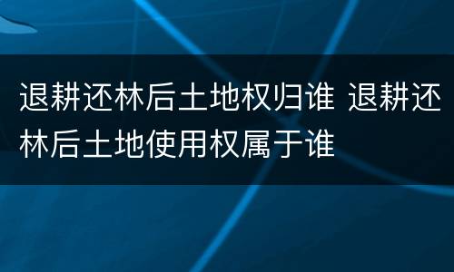 退耕还林后土地权归谁 退耕还林后土地使用权属于谁