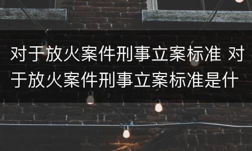对于放火案件刑事立案标准 对于放火案件刑事立案标准是什么