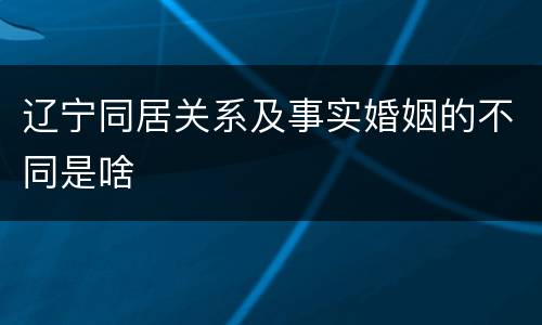 辽宁同居关系及事实婚姻的不同是啥