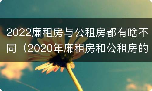 2022廉租房与公租房都有啥不同（2020年廉租房和公租房的区别）