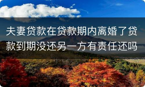 夫妻贷款在贷款期内离婚了贷款到期没还另一方有责任还吗
