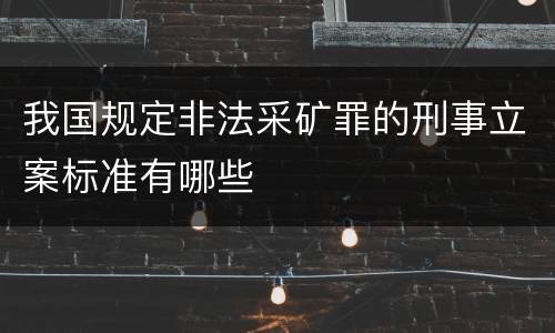我国规定非法采矿罪的刑事立案标准有哪些