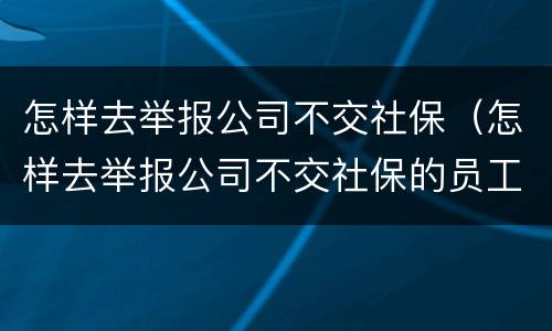 怎样去举报公司不交社保（怎样去举报公司不交社保的员工）