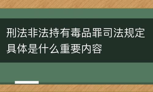 刑法非法持有毒品罪司法规定具体是什么重要内容