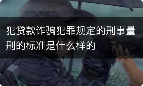 犯贷款诈骗犯罪规定的刑事量刑的标准是什么样的