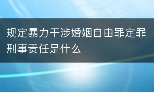 规定暴力干涉婚姻自由罪定罪刑事责任是什么