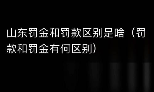 山东罚金和罚款区别是啥（罚款和罚金有何区别）