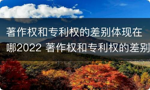 著作权和专利权的差别体现在哪2022 著作权和专利权的差别体现在哪2022年