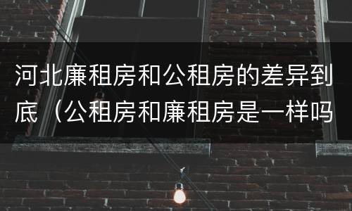 河北廉租房和公租房的差异到底（公租房和廉租房是一样吗）