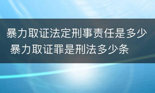 暴力取证法定刑事责任是多少 暴力取证罪是刑法多少条