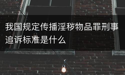 我国规定传播淫秽物品罪刑事追诉标准是什么