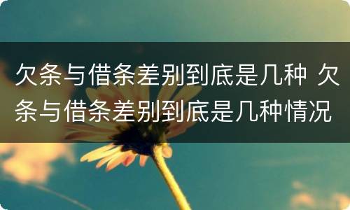 欠条与借条差别到底是几种 欠条与借条差别到底是几种情况