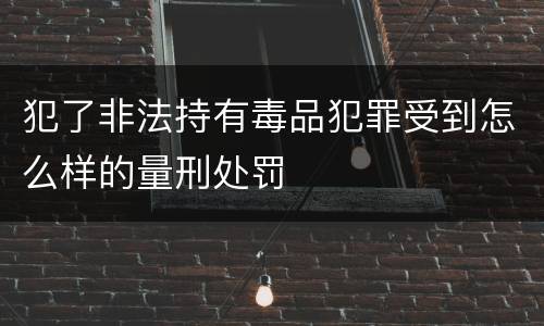 犯了非法持有毒品犯罪受到怎么样的量刑处罚