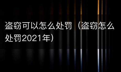 盗窃可以怎么处罚（盗窃怎么处罚2021年）