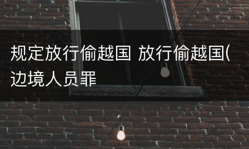 规定放行偷越国 放行偷越国(边境人员罪