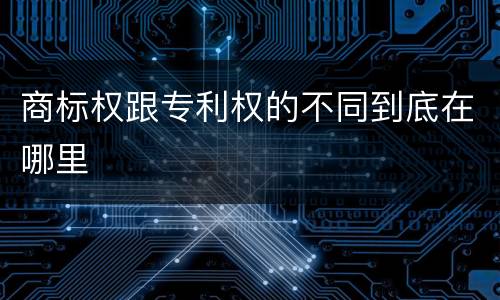 商标权跟专利权的不同到底在哪里
