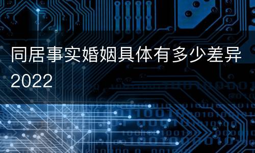 同居事实婚姻具体有多少差异2022