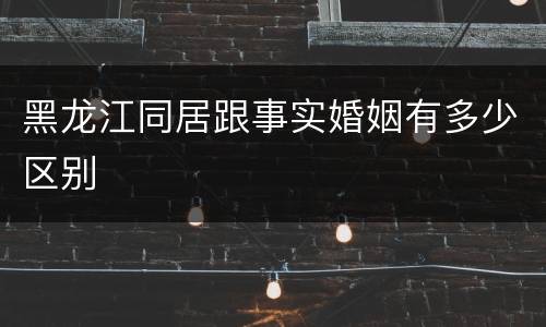 黑龙江同居跟事实婚姻有多少区别