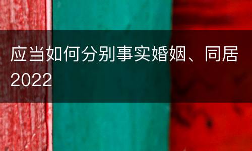 应当如何分别事实婚姻、同居2022