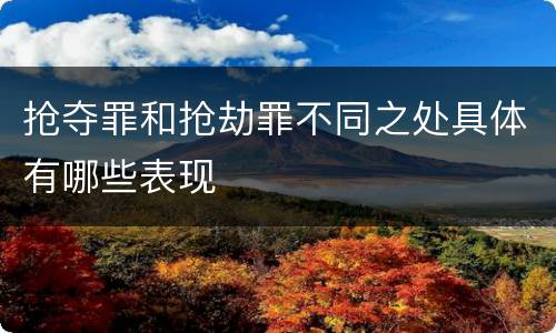 抢夺罪和抢劫罪不同之处具体有哪些表现