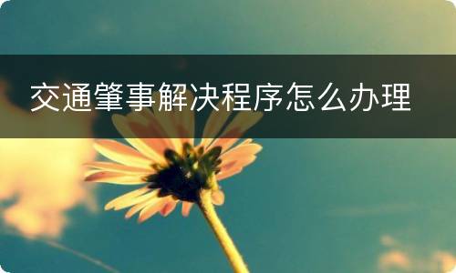  交通肇事解决程序怎么办理