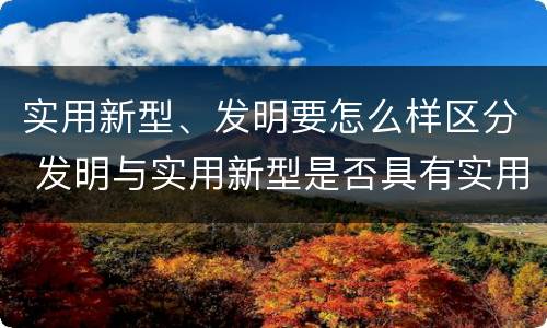 实用新型、发明要怎么样区分 发明与实用新型是否具有实用性