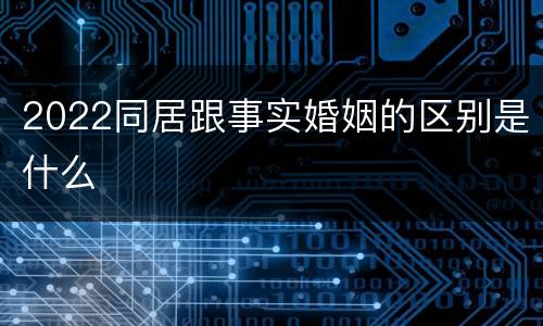 2022同居跟事实婚姻的区别是什么