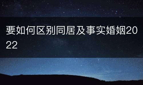 要如何区别同居及事实婚姻2022
