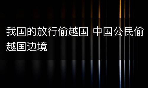 我国的放行偷越国 中国公民偷越国边境