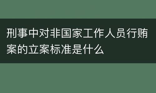 刑事中对非国家工作人员行贿案的立案标准是什么