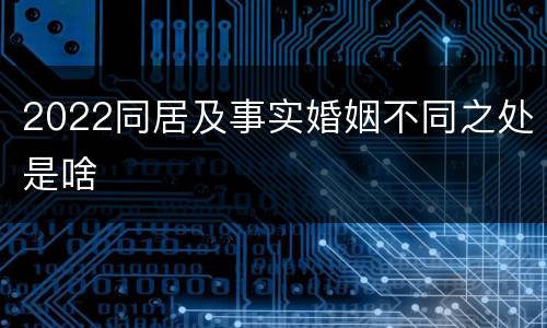 2022同居及事实婚姻不同之处是啥