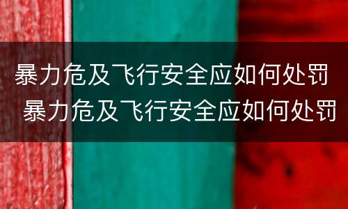 暴力危及飞行安全应如何处罚 暴力危及飞行安全应如何处罚
