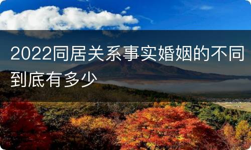 2022同居关系事实婚姻的不同到底有多少